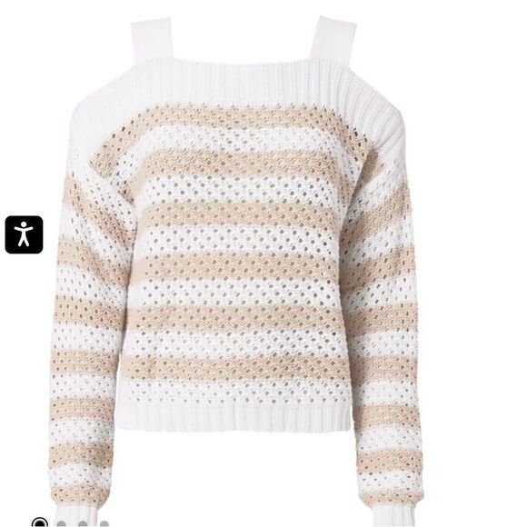 AUTUMN CASHMERE
Mesh Cold Shoulder Striped Sweater - Picture 3 of 7